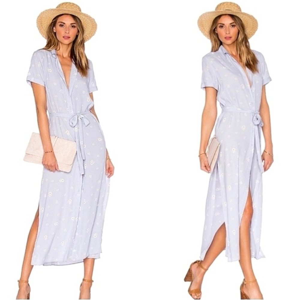 L’ Academie, Light Purple Floral Maxi Shirt Dress, Daisy, S